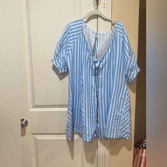 Womens Casual Striped Romper Dress - Picture 7 of 12